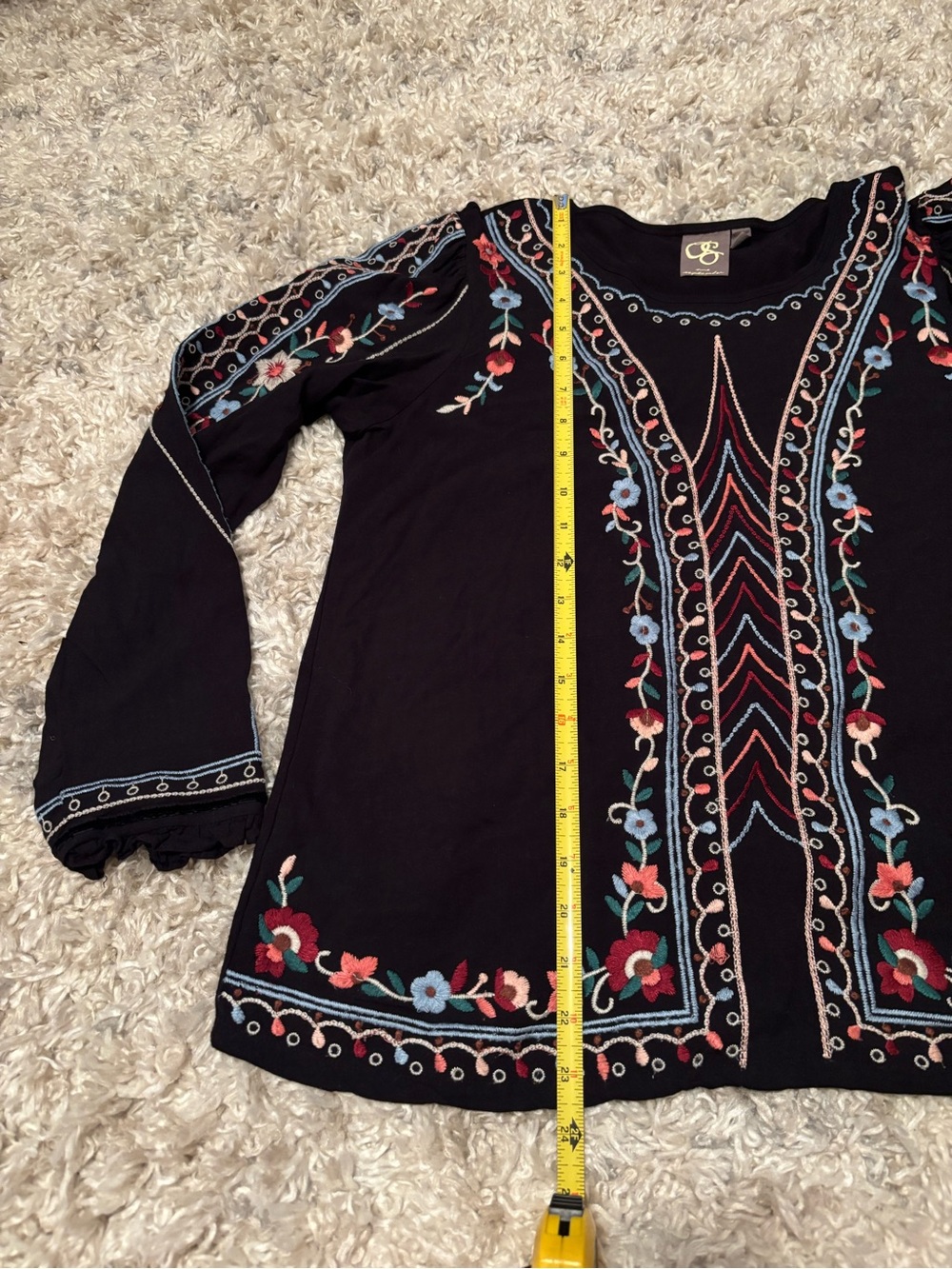 Anthropologie One September Embroidered Long Sleeve Blouse | Size M - Picture 11 of 11
